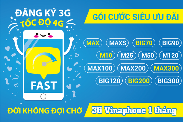 Cách đăng ký gói 3G Vinaphone 1 tháng trọn gói giá rẻ 2020