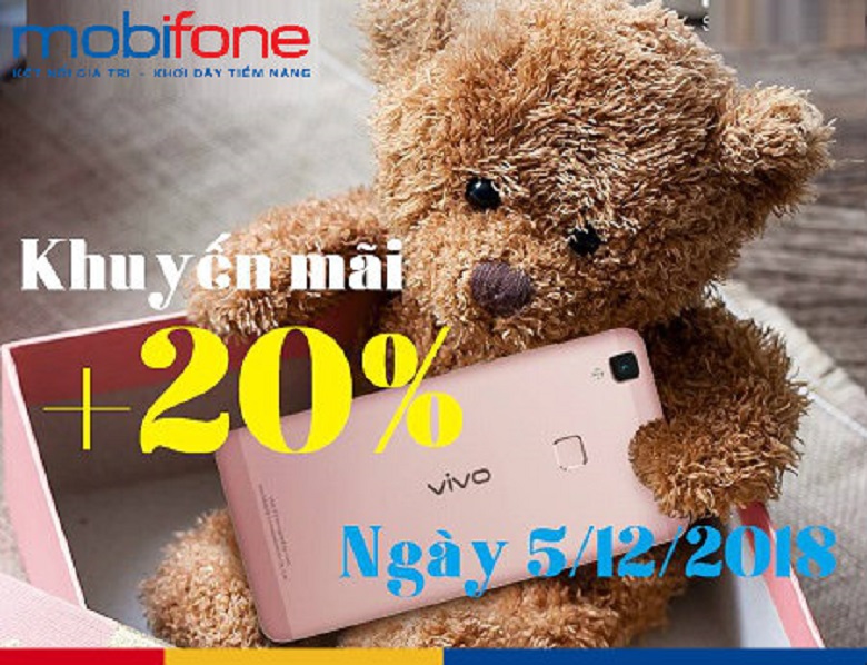 Khuyến mãi 20% thẻ nạp MobiFone toàn quốc ngày 5/12/2018