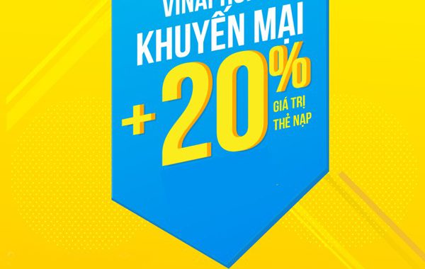 Vinaphone khuyến mãi 20% thẻ nạp trong ngày 26/4/2019