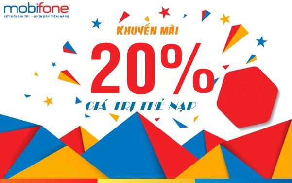 Mobifone khuyến mãi 20% giá trị thẻ nạp ngày 29/05/2019