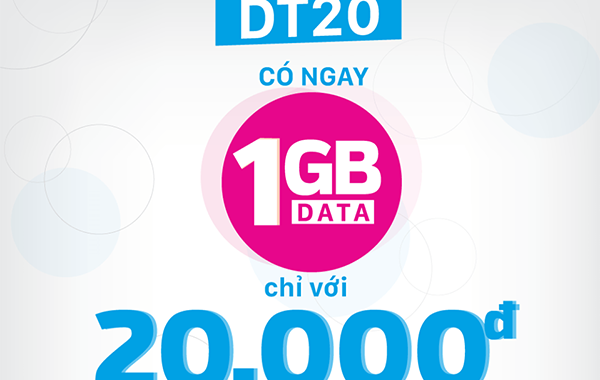 Đăng ký gói DT20 Vinaphone nhận 1GB dùng trong 7 ngày giá chỉ 20.000đ