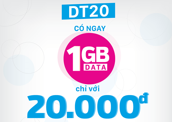 Đăng ký gói DT20 Vinaphone nhận 1GB dùng trong 7 ngày giá chỉ 20.000đ