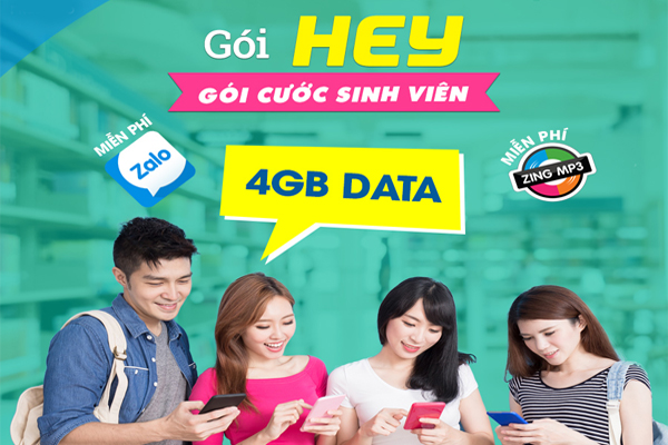 Đăng ký gói HEY Vinaphone nhận 100 phút gọi và 4GB chỉ 50.000đ