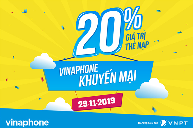 Vinaphone khuyến mãi nạp thẻ toàn quốc ngày 29/11/2019